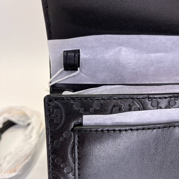 Tory Burch Shoulder Bag, Black, ONE SIZE Monogram Shoulder Bag Chain Wallet - Picture 11 of 16